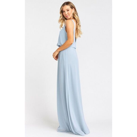 Show Me Your Mumu Kendall MaxI Dress Steel Blue Chiffon L - Picture 2 of 8